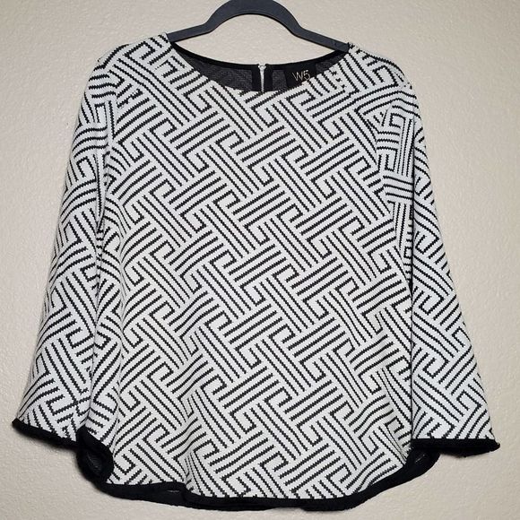 Anthro‎ W5 Geometric Print with Fringe Accents Top - Picture 1 of 5